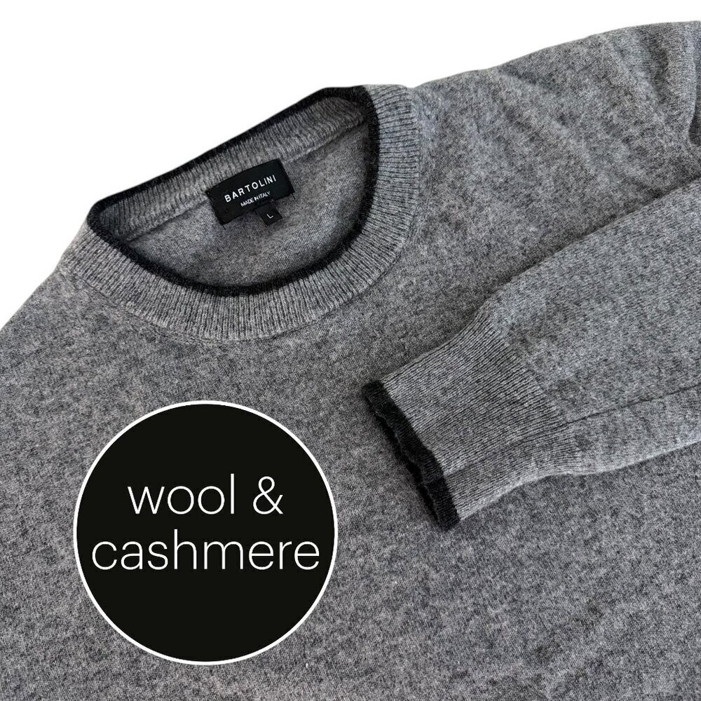 BARTOLINI Grey Wool Cashmere Blend Knit Sweater Made in Italy l